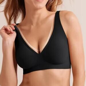 Comfora Seamless Wireless Bra – Black, Size 2XL